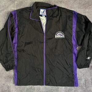 Men's Vintage 90's Logo Athletic Colorado Rockies Black Windbreaker Jacket Sz L